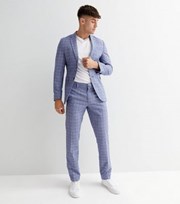 New Look Blue Check Skinny Fit Suit Blazer